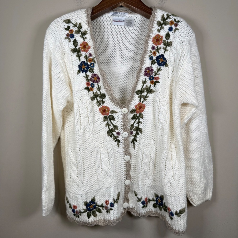 Bobbie Brooks Hand Knit Cottagecore Cardigan Medium Vintage